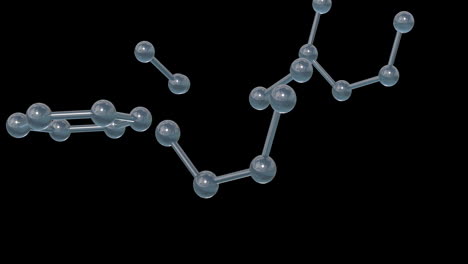 animación de micro 3d de una red de moléculas sobre un fondo negro