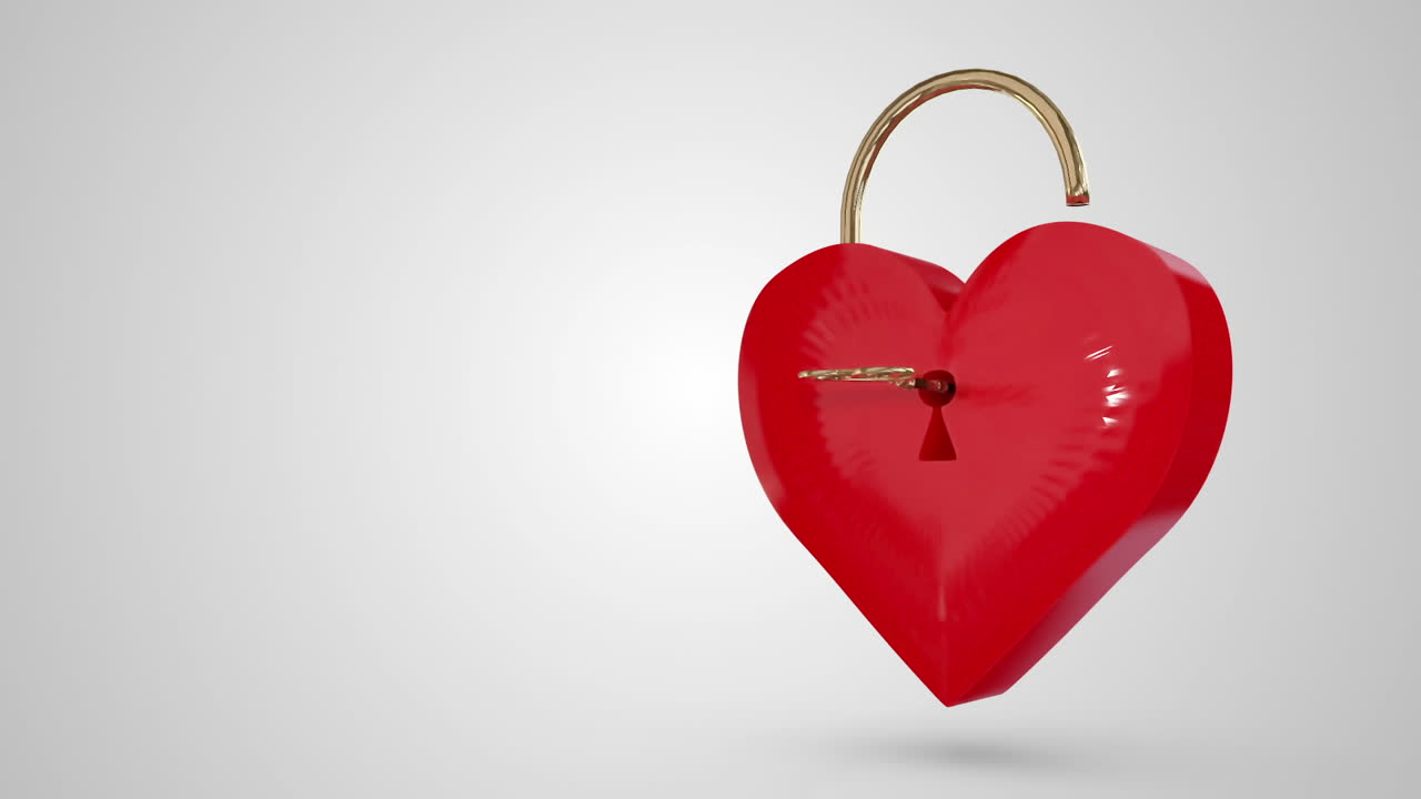 발렌타인 메시지와 함께 심장 잠금 열기 열