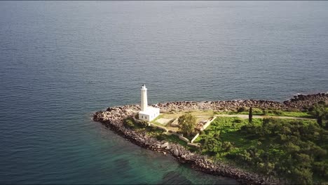 drone view of the lighthouse of gythio, greece