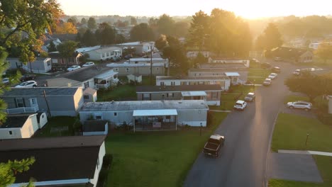 American-flag-hangs-at-mobile-home-park-in-USA