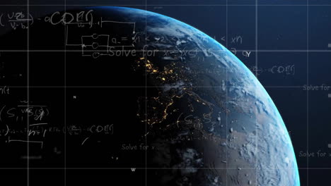 animation of data processing over globe on blue background