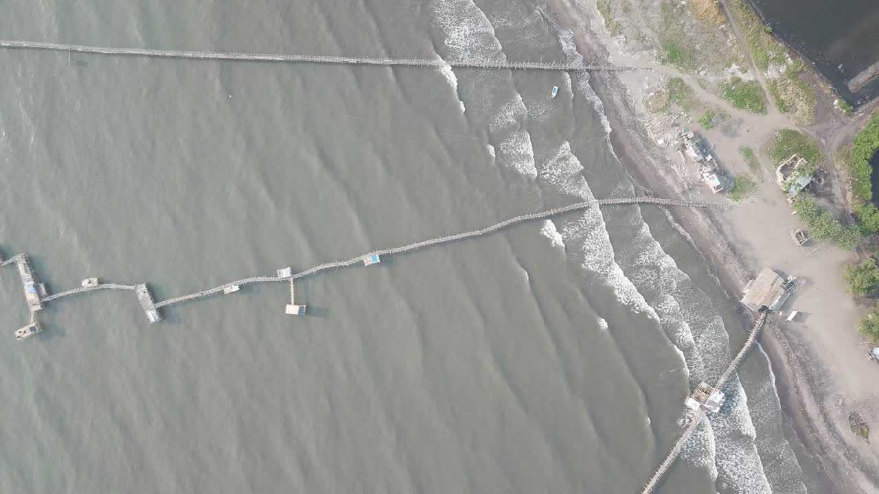 Aerial View of Fishing Piers and Coastal Area