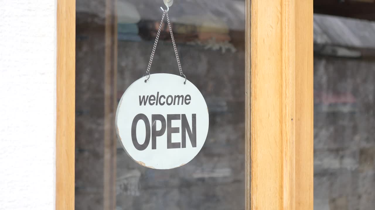 Open sign in a shop window