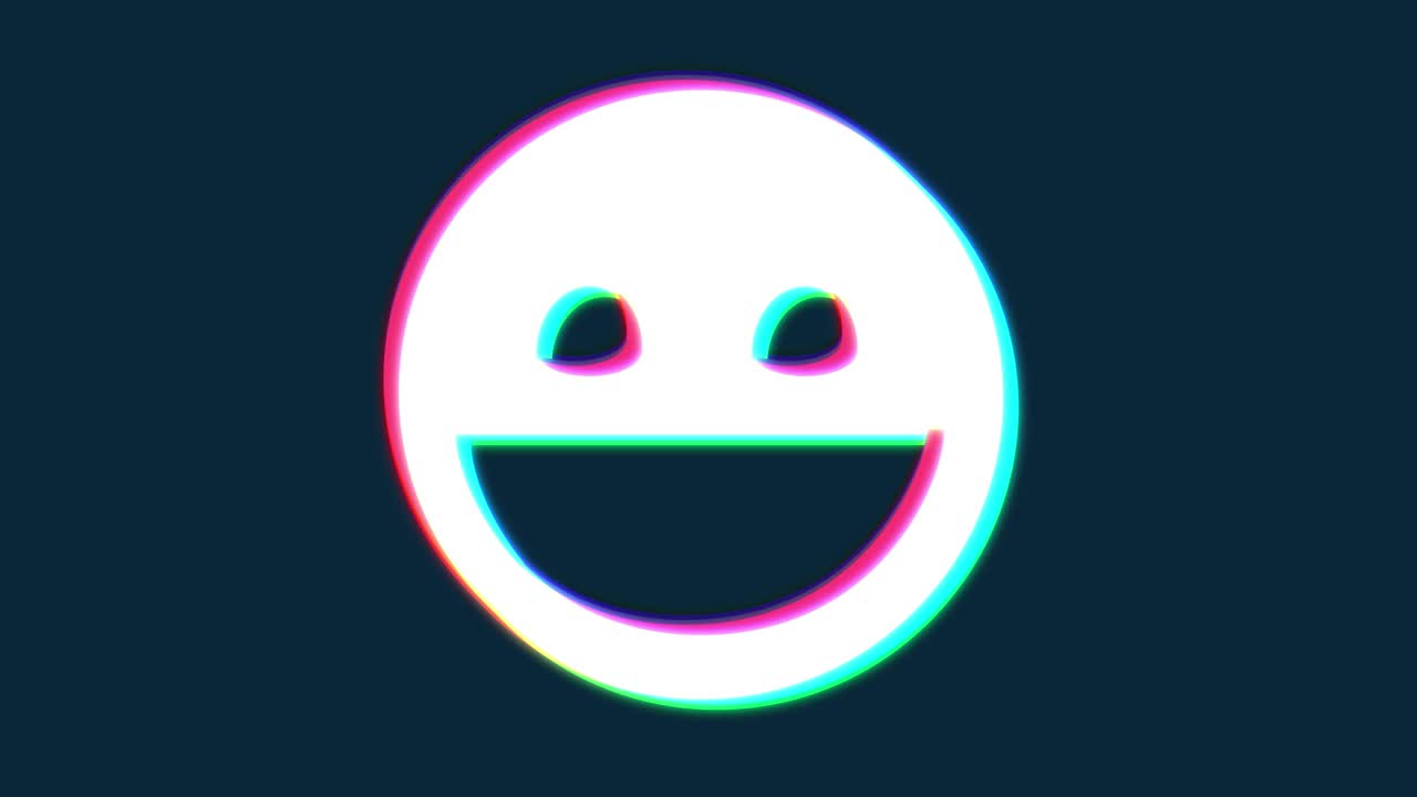 Smile hud holographic symbol on digital old tv screen seamless loop glitch