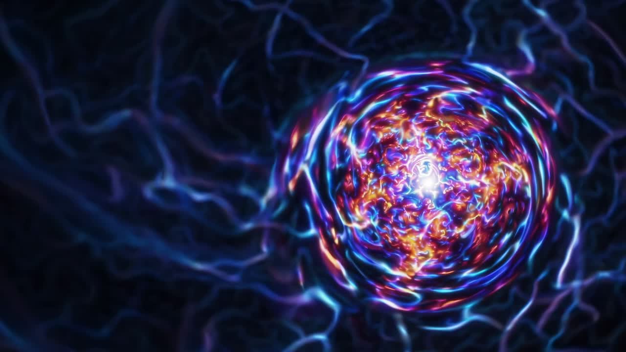 Sfera di energia luminosa astratta con linee turbinanti