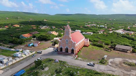 Wide-angle-aerial-establishing-orbit-of-church-of-Sint-Willibrordus