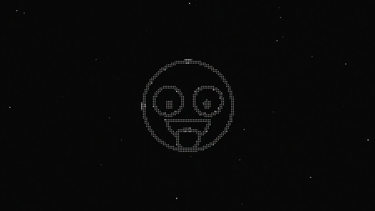 línea sonrisa hud símbolo holográfico en pantalla de televisión digital vieja animación de glitch de bucle sin costuras. corazones. retro dinámico y alegre. imágenes de video coloridas y vintage.