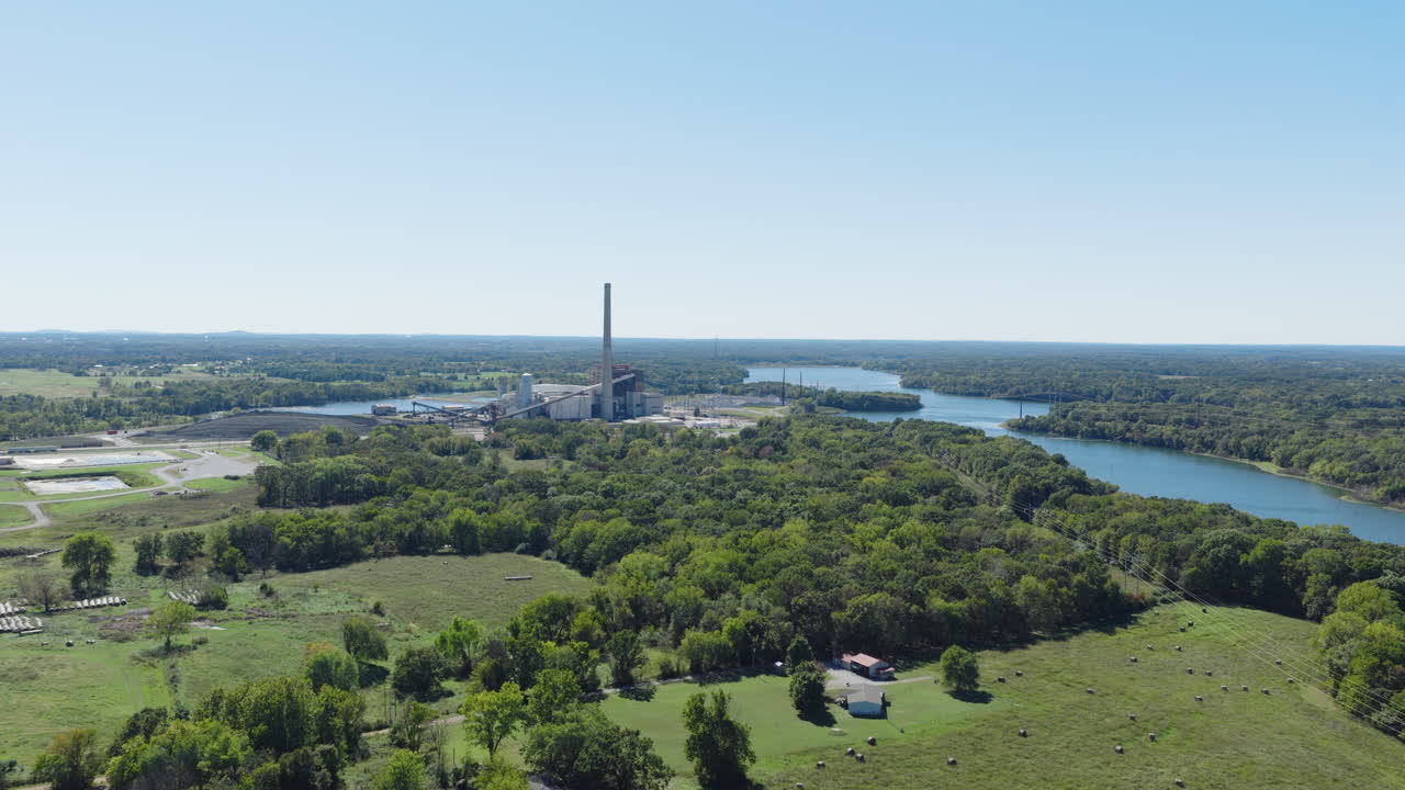 Electrical Power Station Of Flint Creek Power Plant Near Gentry In Benton County, Arkansas, USA. Aerial Shot