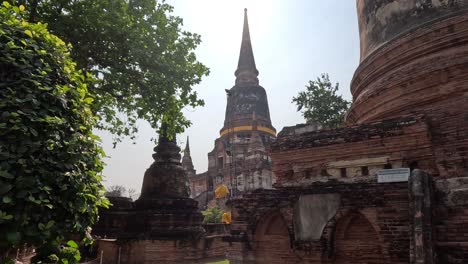 slow panoramic view of historic temple ruins