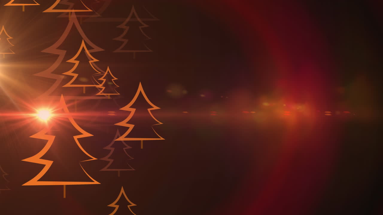 animación de un punto de luz sobre los abetos en navidad