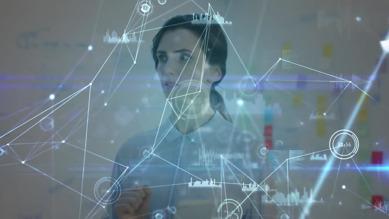 red de animación de conexiones a través de una doctora caucásica