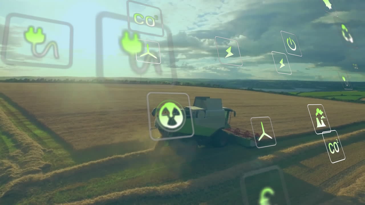 농촌 농지에서 생태 아이콘의 애니메이션과 데이터 처리