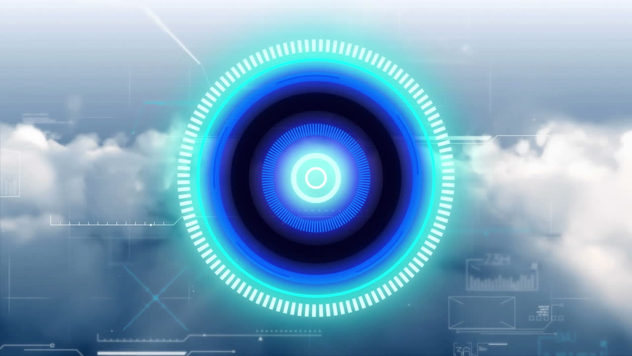 animación del escaneo de alcance sobre nubes y procesamiento de datos