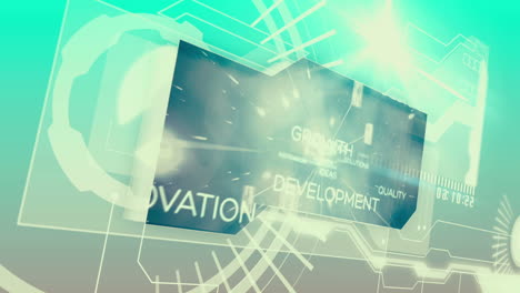 digital interface with business words