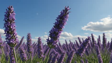 beautiful lavender fields with vibrant purple blooms under a clear blue sky, showcasing nature's splendor and the tranquility of blooming flowers