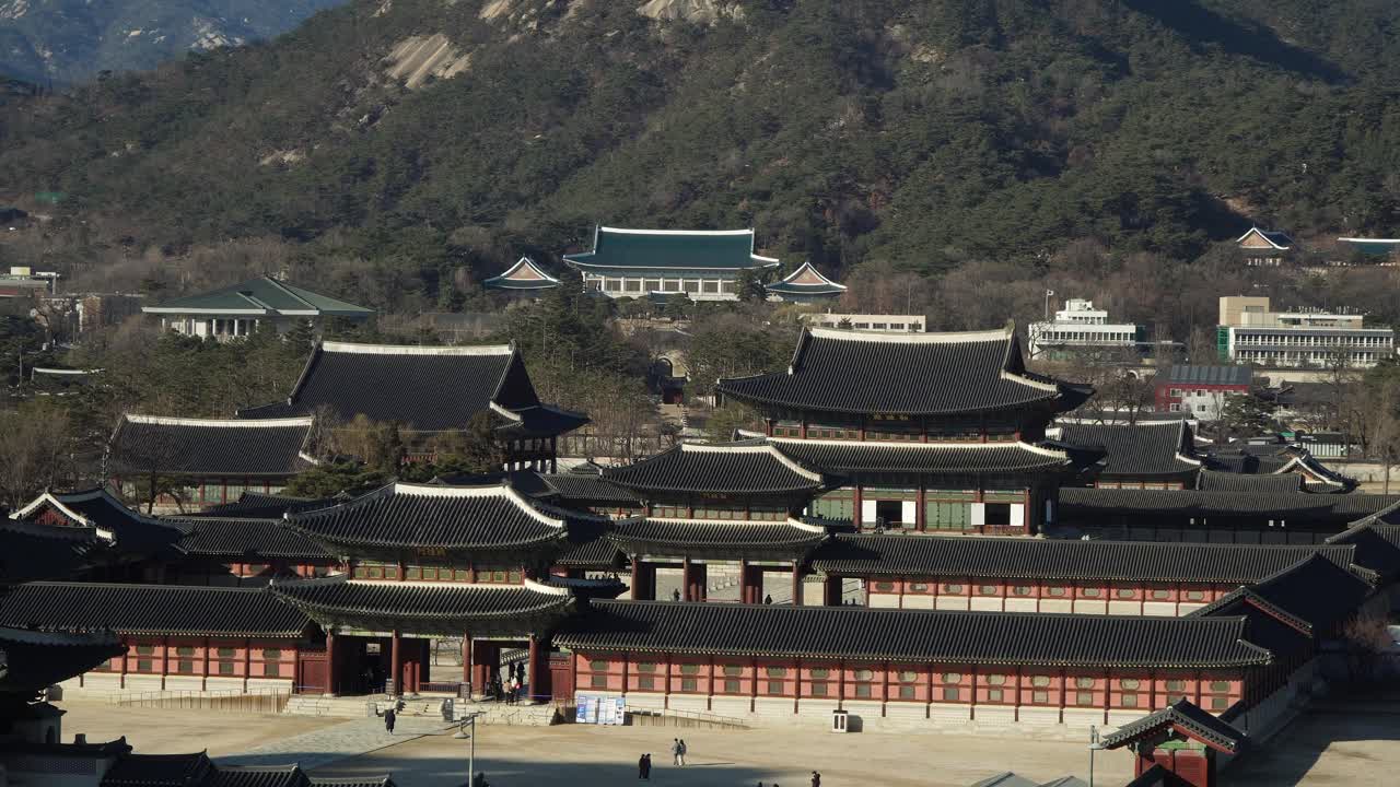 palacio gyeongbokgung, seúl, vista superior de seúl corea
