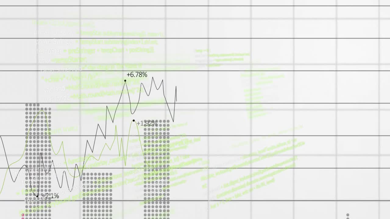animación del procesamiento de datos estadísticos a través de la red de red contra un fondo blanco.