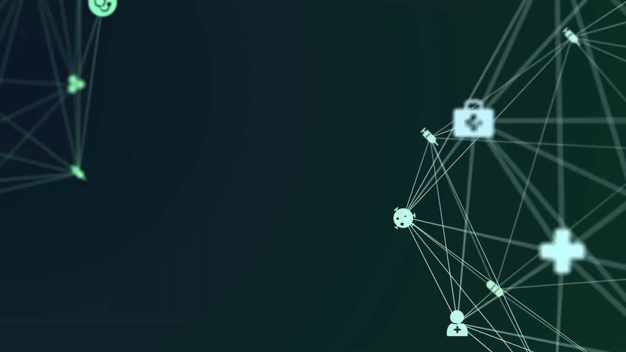 animación del globo con una red de conexiones con iconos digitales