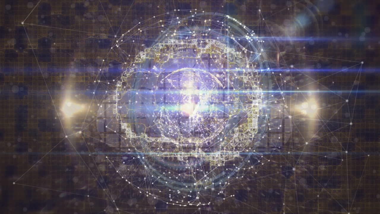 animación del escaneo de alcance sobre el mundo y la red de conexiones