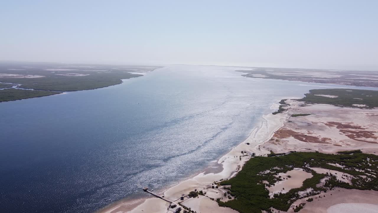Aerial View of a Serene River Coastline with Mangroves