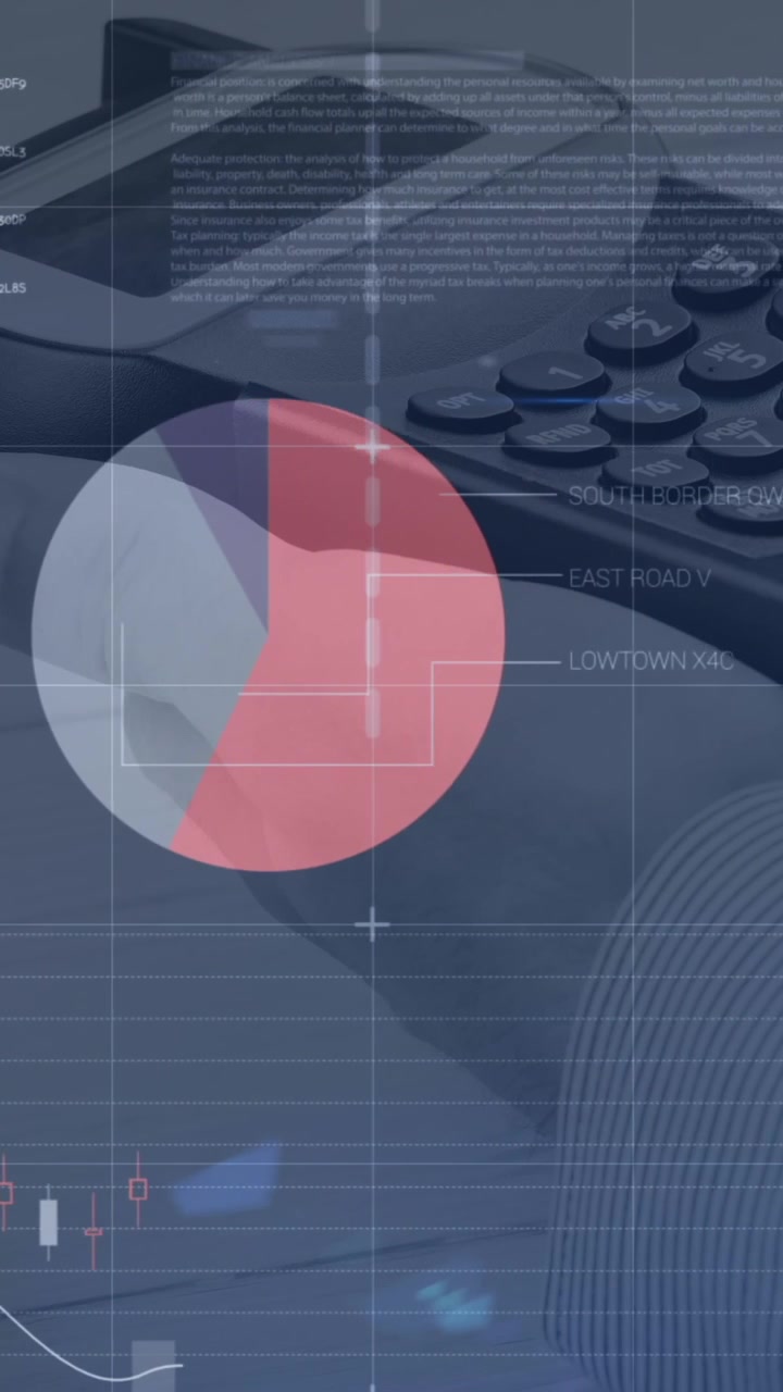 Animation af statistik og databehandling over mand, der bruger smartphone