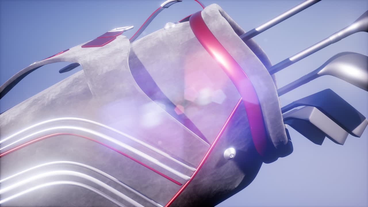 4k super cámara lenta putter de golf en una bolsa de golf