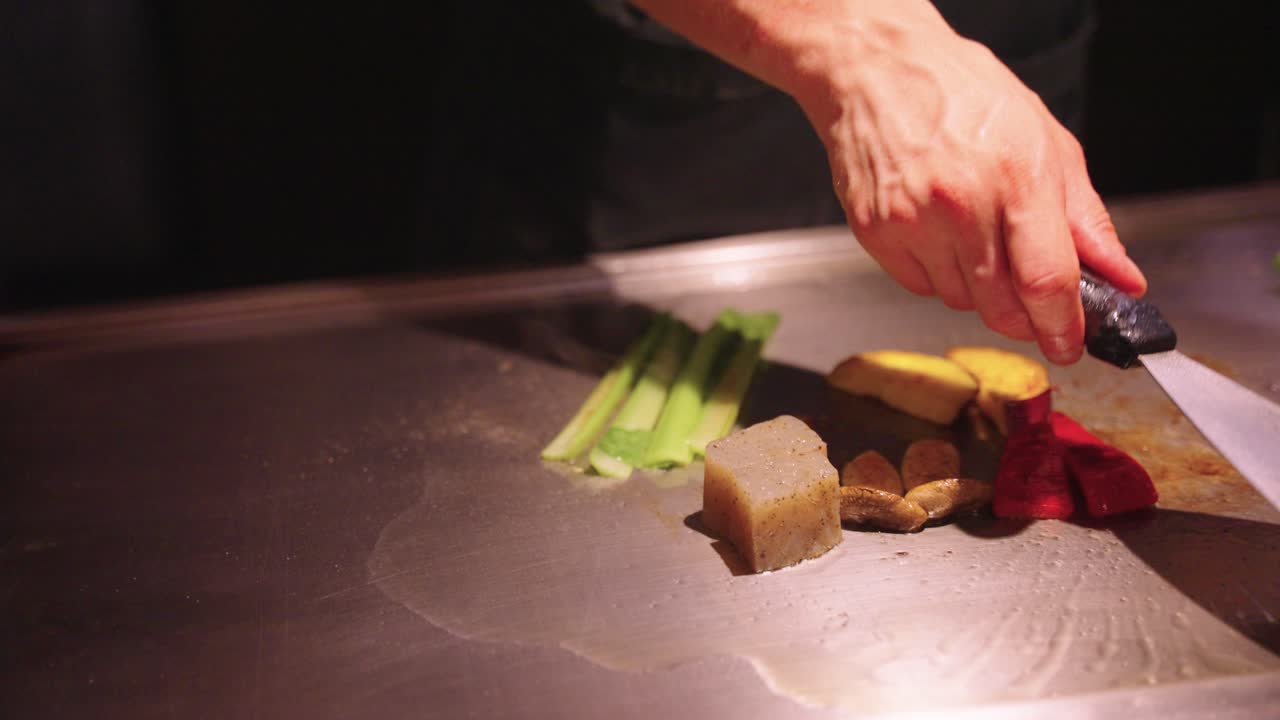 Wagyu Being Grilled on Teppan at Kobe Beef Restaurant, Japan