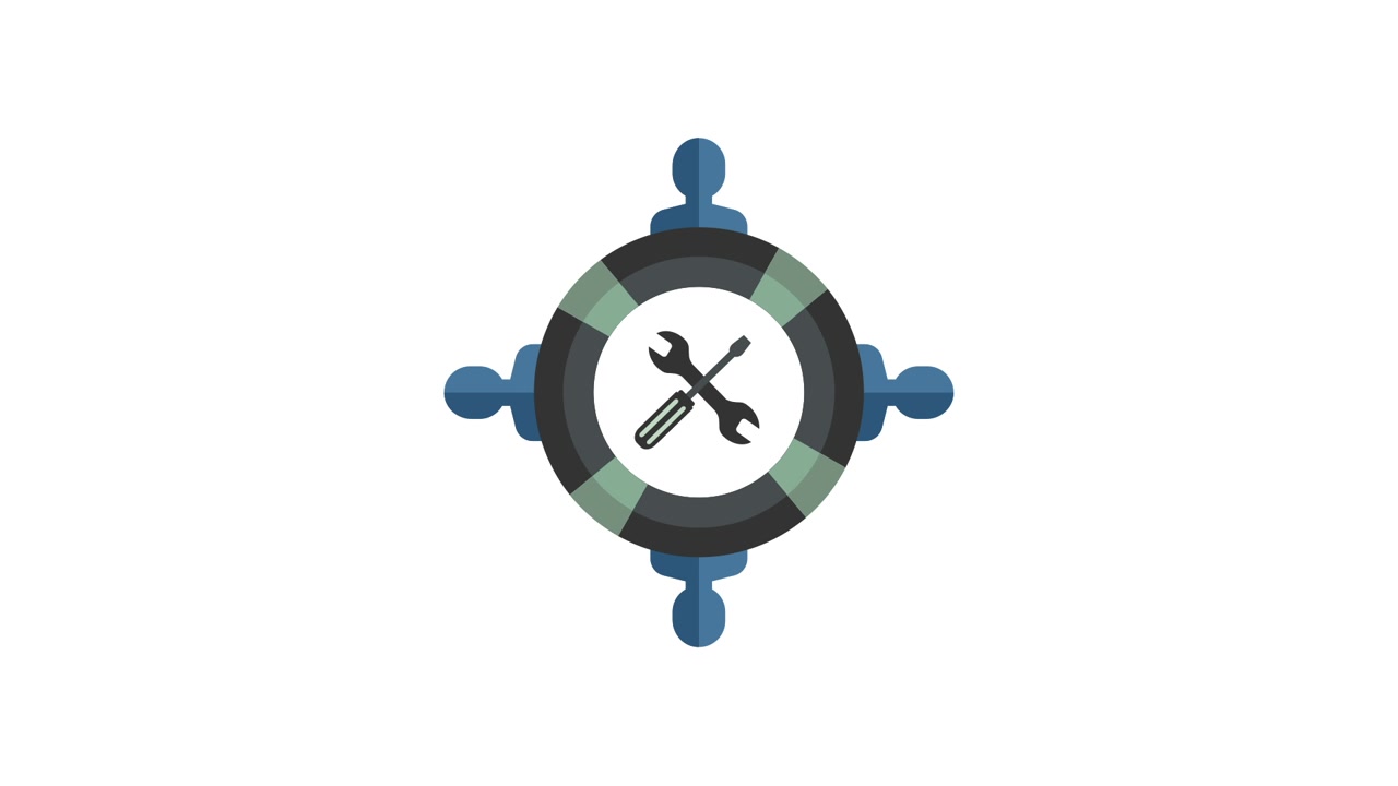 Animated Icon of Team Collaboration and Support with Tools