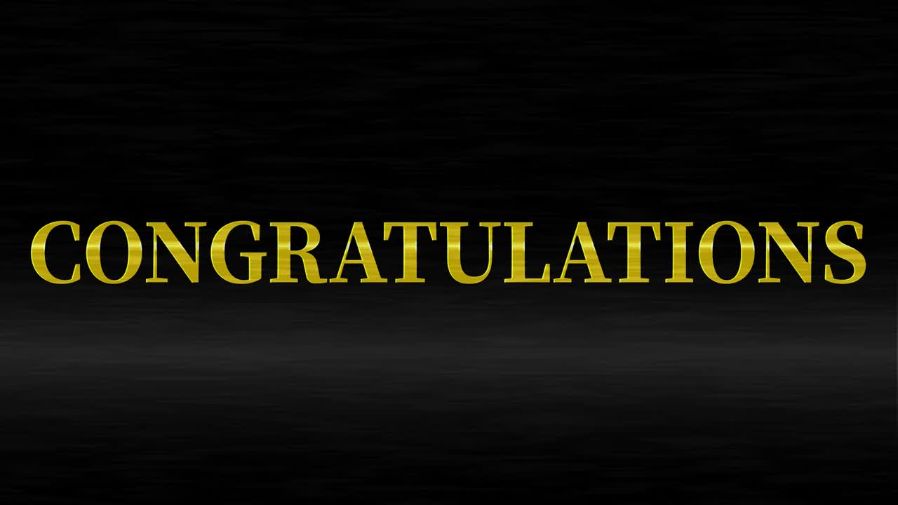 CONGRATULATIONS message text animation motion graphics