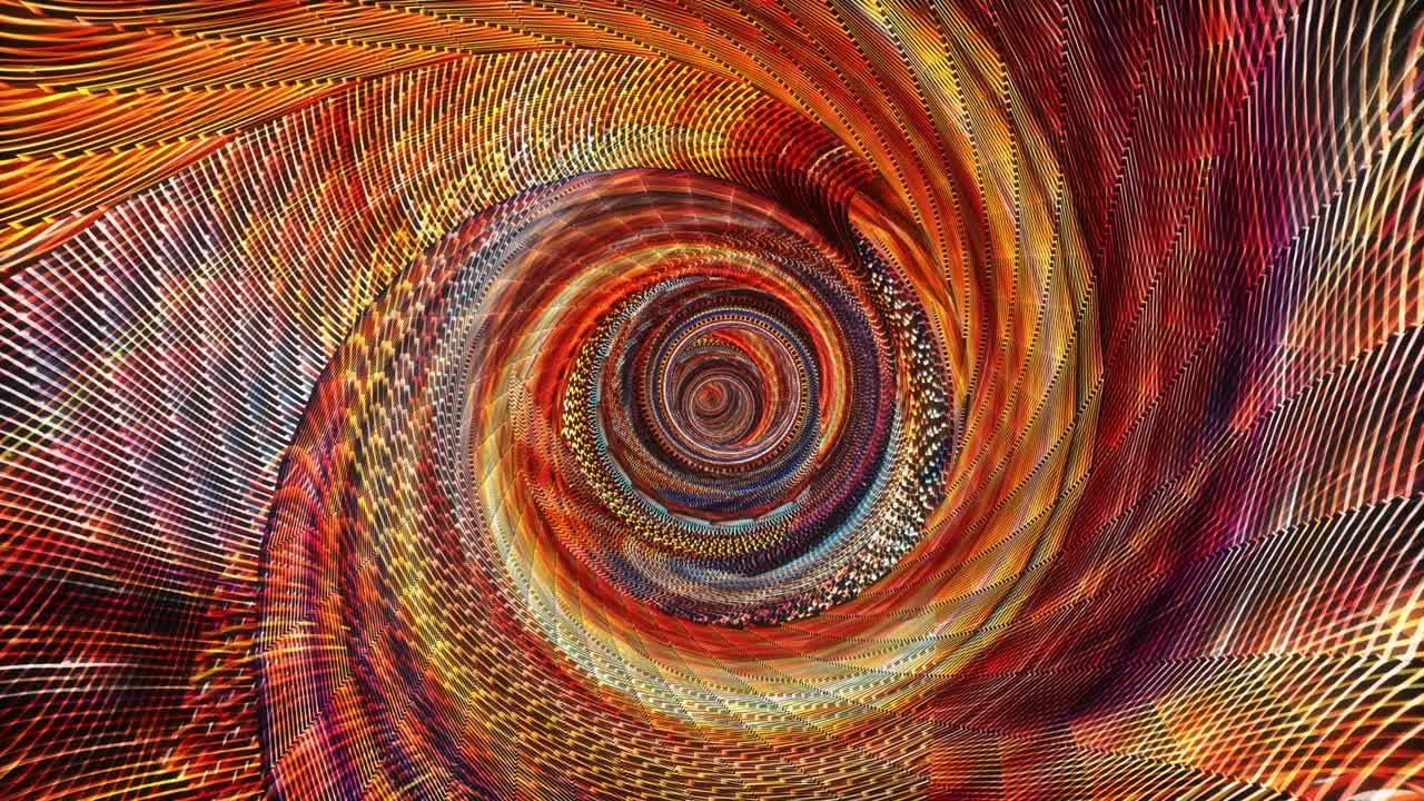 la red de bucle sin fin del túnel de marco de alambre cibernético. 4k 3d bucle listo animación del túnel digital de marco de cable de estilo vintage futurista fondo vj clip. modelo geométrico fractal de alta tecnología futurista.