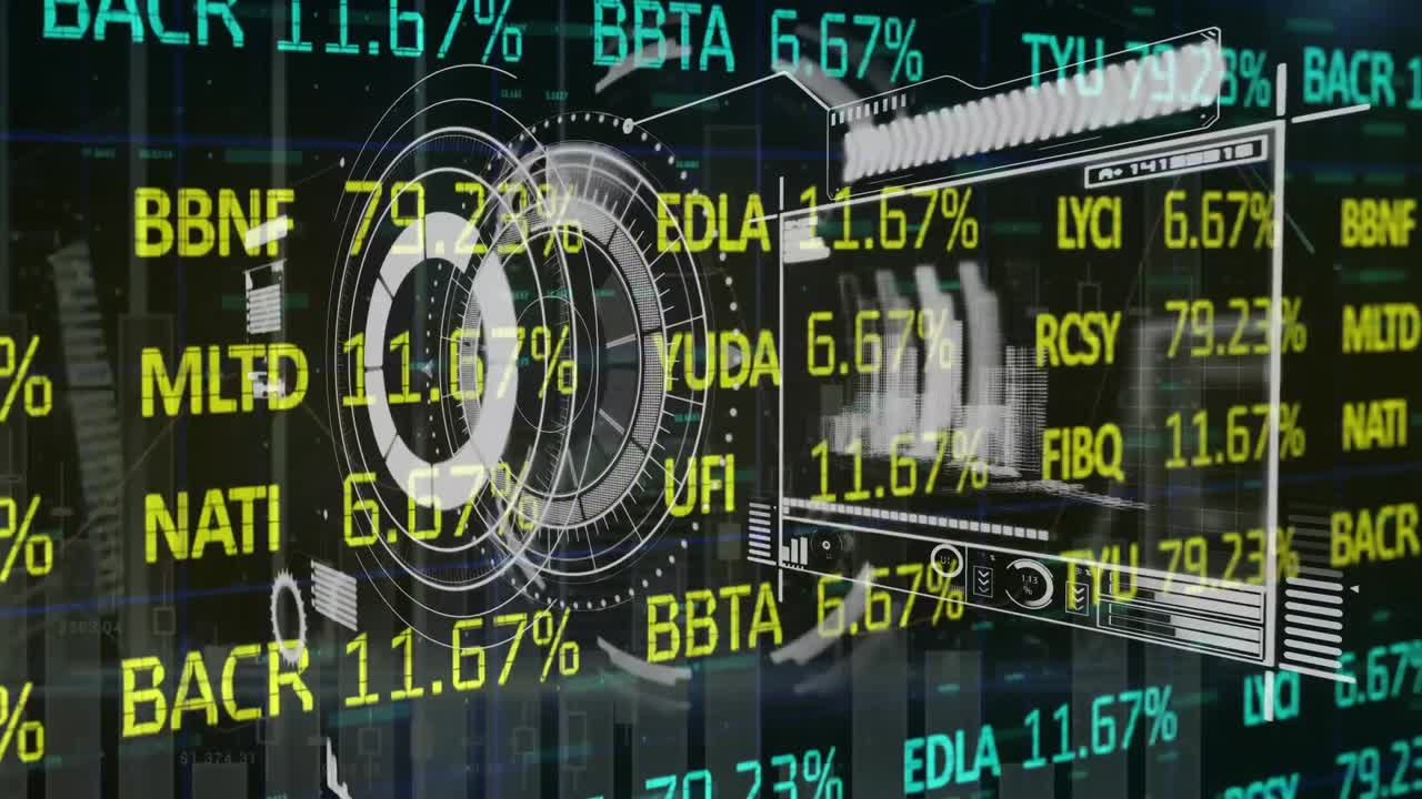 Animazione di scansione e elaborazione di dati finanziari
