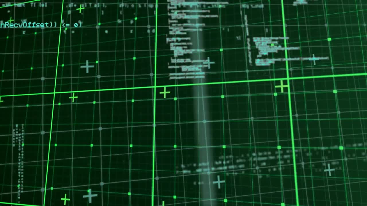 Animation of data processing over black background