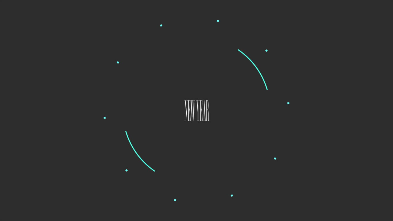 texto de feliz año nuevo en círculo en gradiente moderno negro