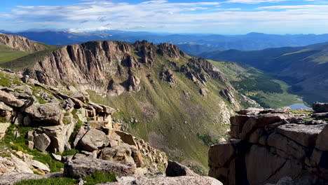 Chicago-Lakes-Mount-Blue-Sky-Evans-fourteener-high-elevation-peak-mountaineering-hike-hiking-adventure-Rocky-Mountains-Continental-Divide-summer-sunny-blue-bird-high-elevation-pan-left-slowly