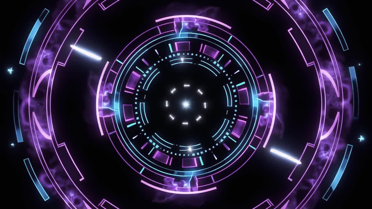 Abstract Interfaccia digitale futuristica con cerchi al neon luminosi