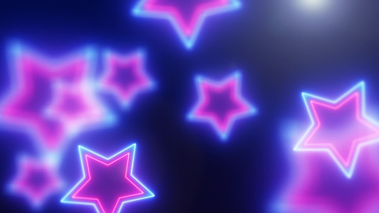 Glowing Neon Stars Background Loop