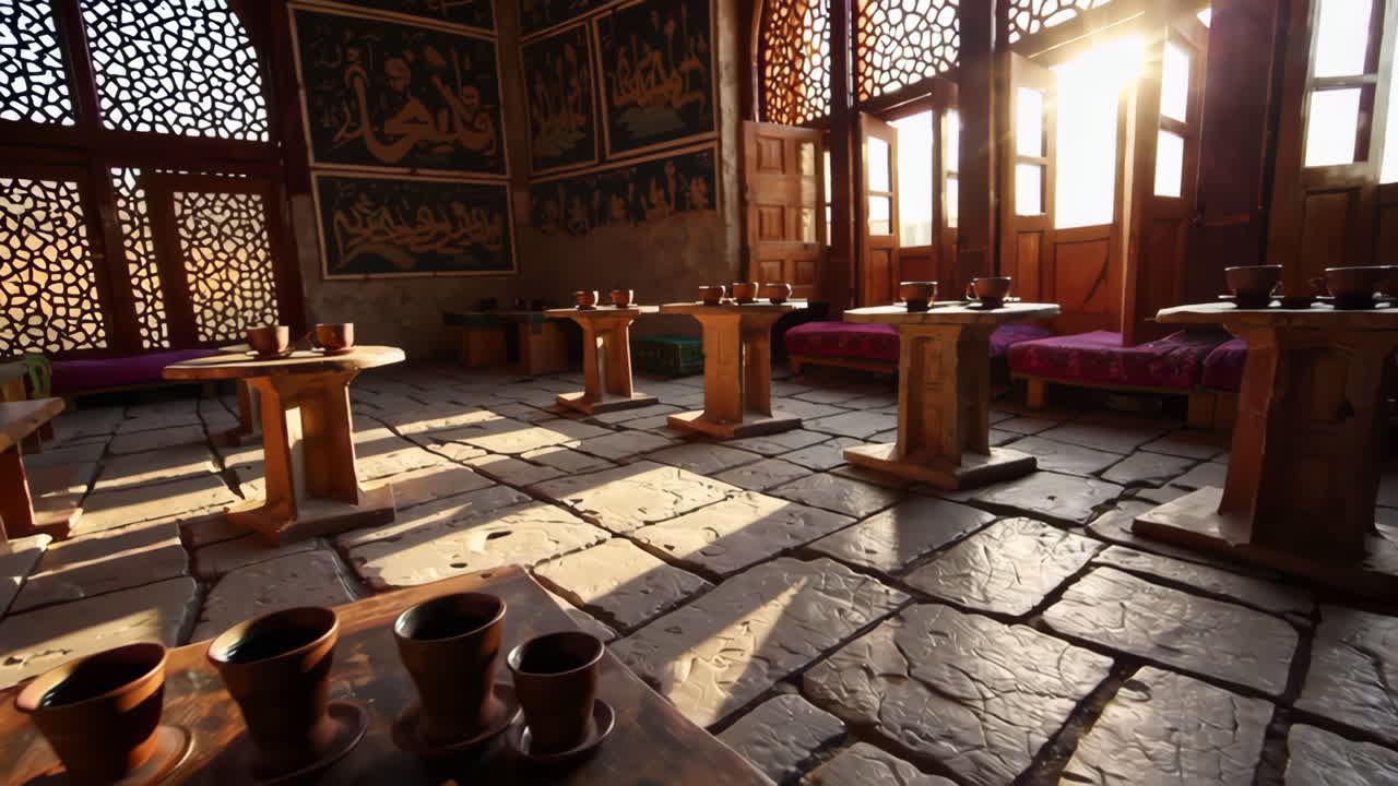 interior tradicional de la casa de té árabe