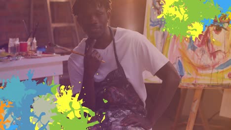 animation de traits de peinture sur un artiste afro-américain
