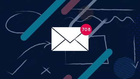 animación del sobre con números que cambian sobre los iconos