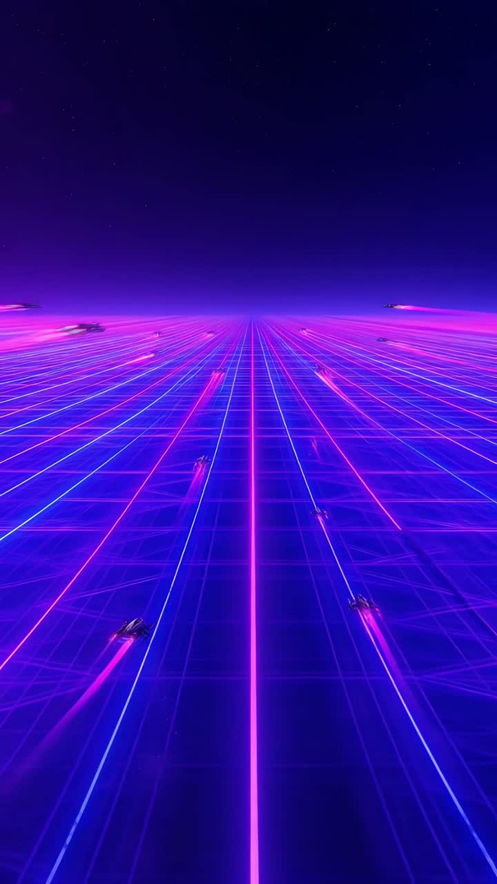 Retro-futuristico Sci-Fi Retrowave Griglia Neon 4K