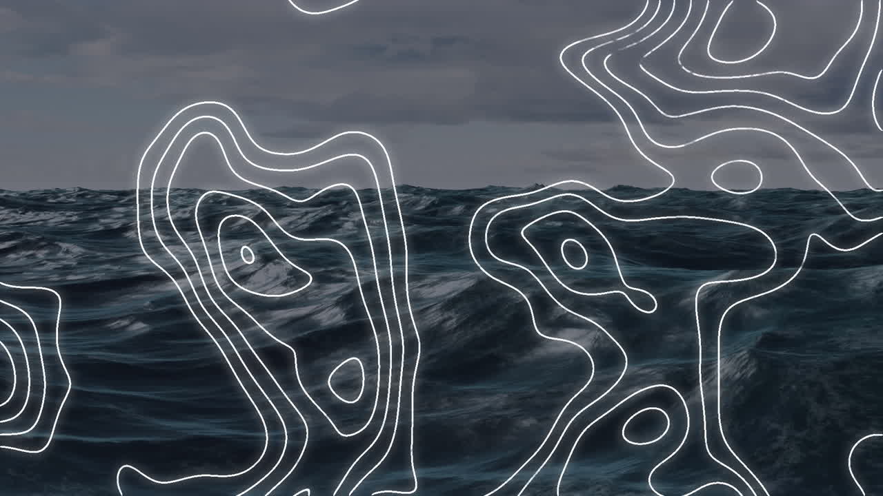 animación de formas en movimiento sobre el mar