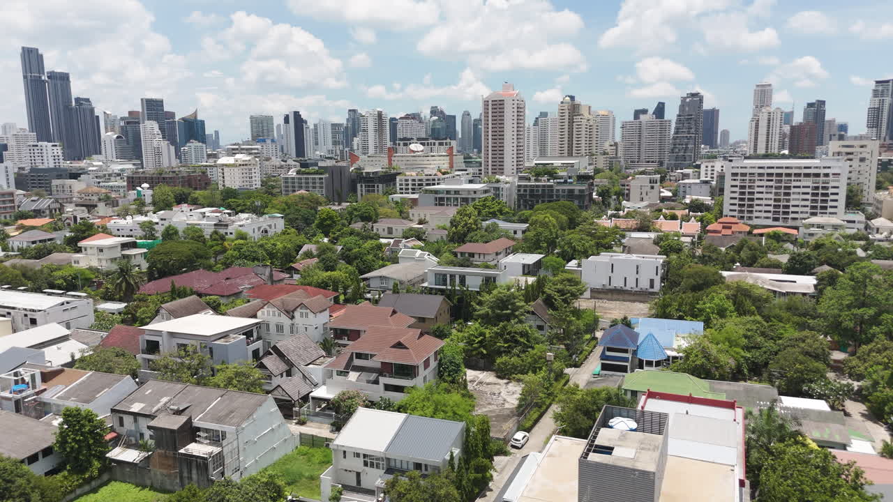 Neighborhood Of Phrom Phong In Bangkok, Thailand - Drone Shot