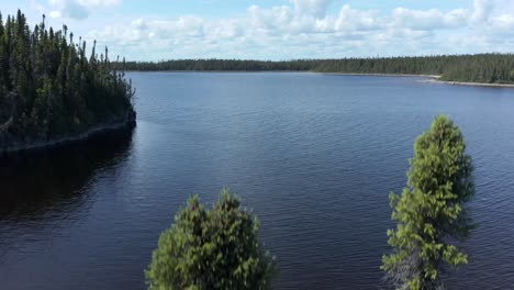 Drone-Bajando-De-Los-árboles-Y-Revelando-Dos-Barcos-De-Pesca-Atracados