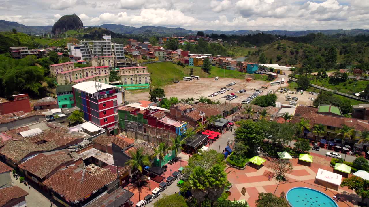 Main square of Guatape colorful colombian village