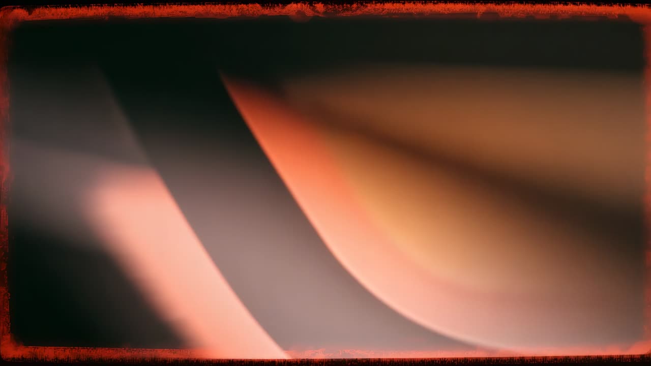 Fading in crescent sliding inward, dark band expanding in abstract space with flickering red border