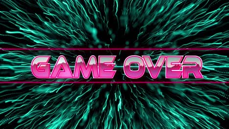 Animation-of-game-over-text-over-neon-lines-and-glowing-light-trails