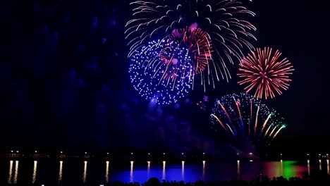 colorful fireworks over a river