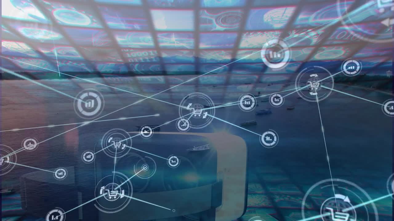 animación de la red de conexión sobre fondo azul