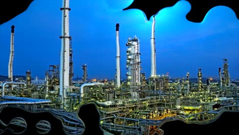 refinery oil plant with mercury liquid effect background