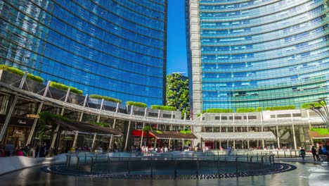 italy sunny day milan modern city fountain square panorama 4k timelapse